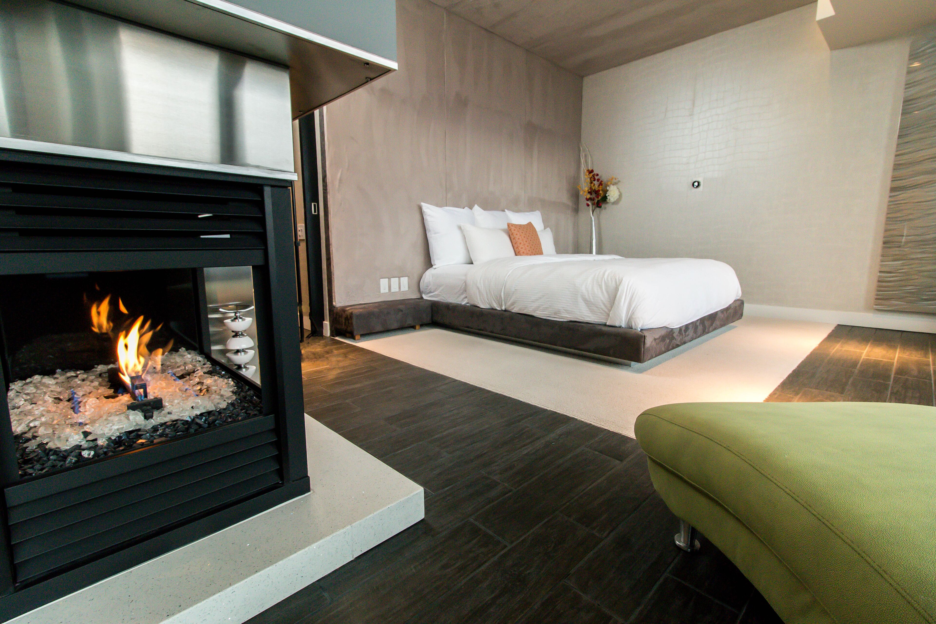 Located at Palms place hotel condo. We offer free parking and no resort fees.