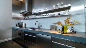 Fridge, microwave, freezer