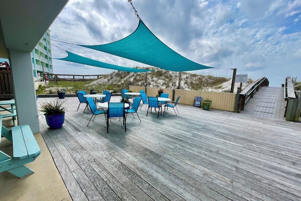 Awning covered seating for your enjoyment