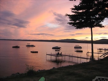 Sunset on Sebago Lake from the property.