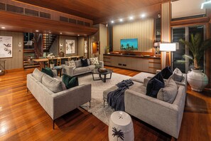 Villa, 4 Bedrooms, Ocean View | Living area | TV, DVD player, books