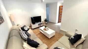 TV, DVD player, stereo