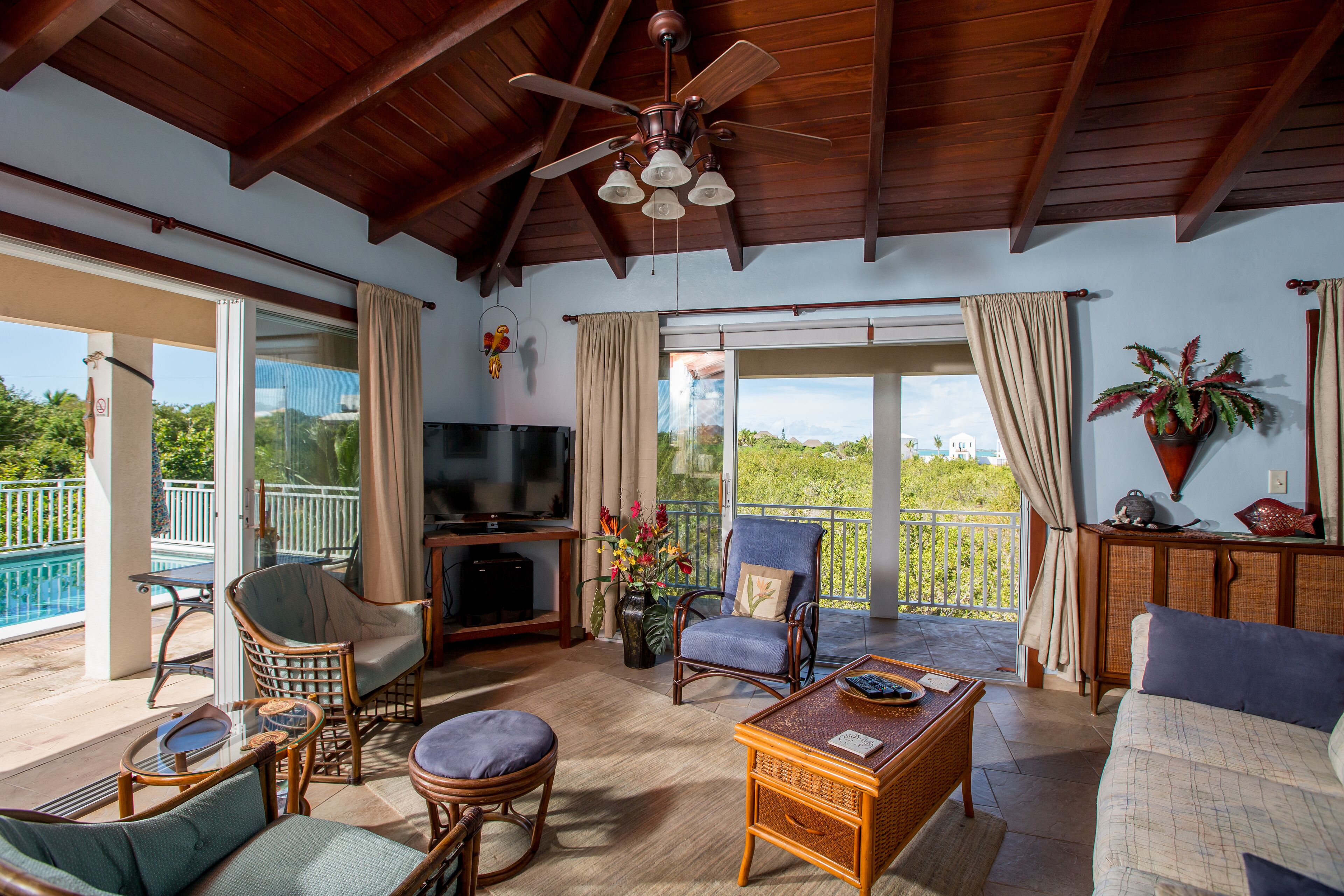 Smart TV, DVD player, books, stereo