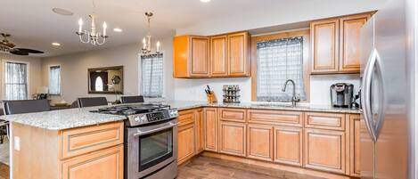 Fridge, microwave, oven, dishwasher