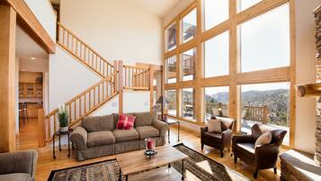 Televisión, chimenea, reproductor de DVD y tenis de mesa