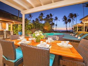 Ocean Front and Poolside Al Fresco Dining by Moonlight at Mango Surf Beach House