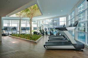 Stay fit and active in our well-equipped gym featuring treadmills and stationary bikes.
