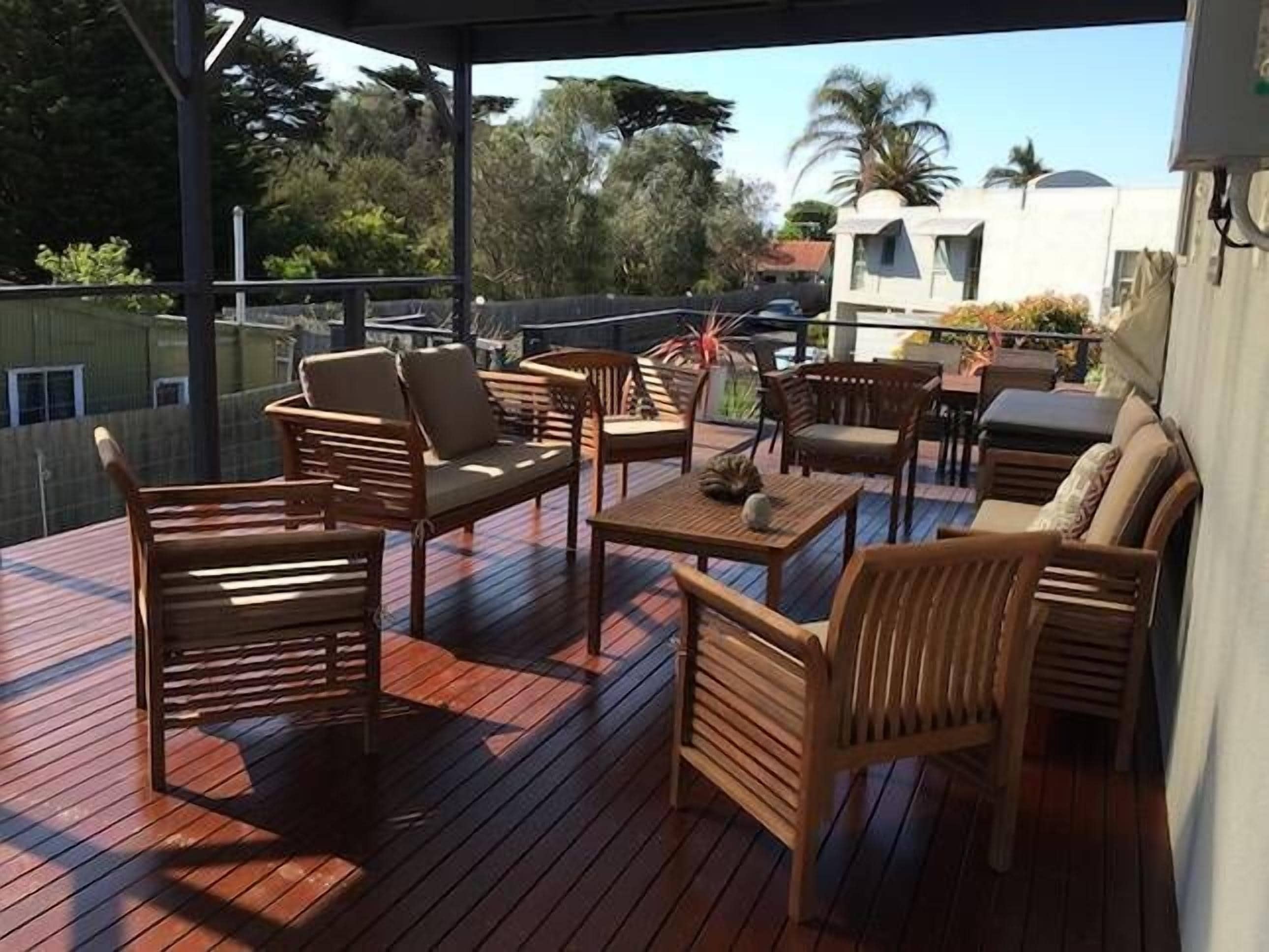 More upstairs seating area -this time fully covered by roofing, in case it rains