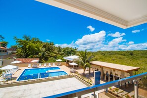 Outdoor pool, sun loungers