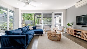 TV, Netflix, DVD player, books