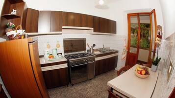 Fridge, oven, stovetop, coffee/tea maker