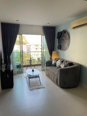 TV, DVD player, books, music library