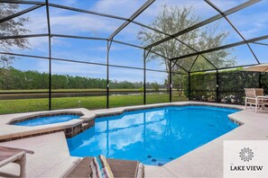 Outdoor pool, a heated pool - Bluelakeview Villa – Private Pool, Spa & Panoramic Lake Views | BBQ & Games Room (Clermont)