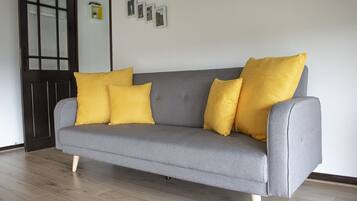 Televisie, een dvd-speler, boeken en een stereo