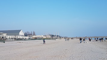 Beach nearby, sun loungers