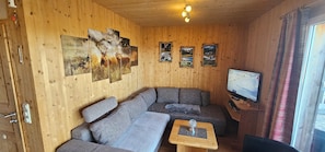 Televisio, takka, DVD-soitin, stereot