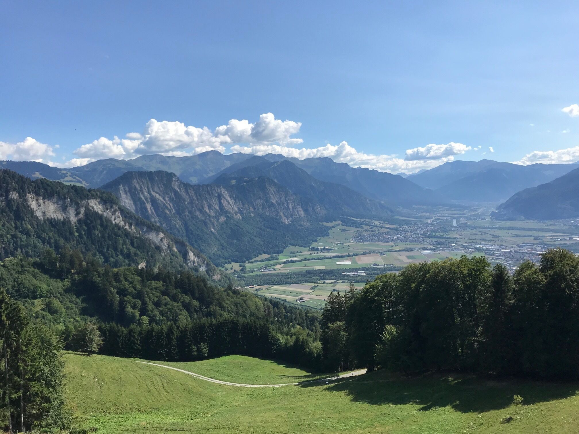 Mountain view over the valley of Lichtenstein, apartment on a slope