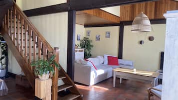 Fernseher, Kamin, DVD-Player, Bücher
