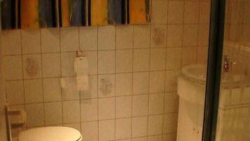 Dusche, Bidet, Handtücher, Toilettenpapier