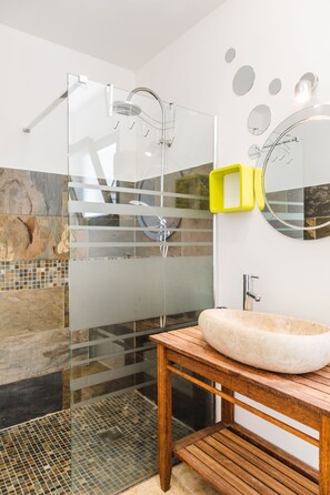 Shower, hair dryer, towels - Bohemian villa with pool (heated in winter) not overlooked (St pierre)