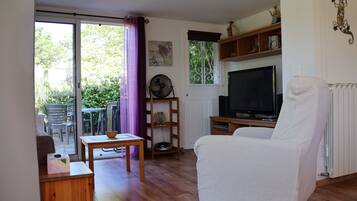 Smart TV, DVD player, books, stereo