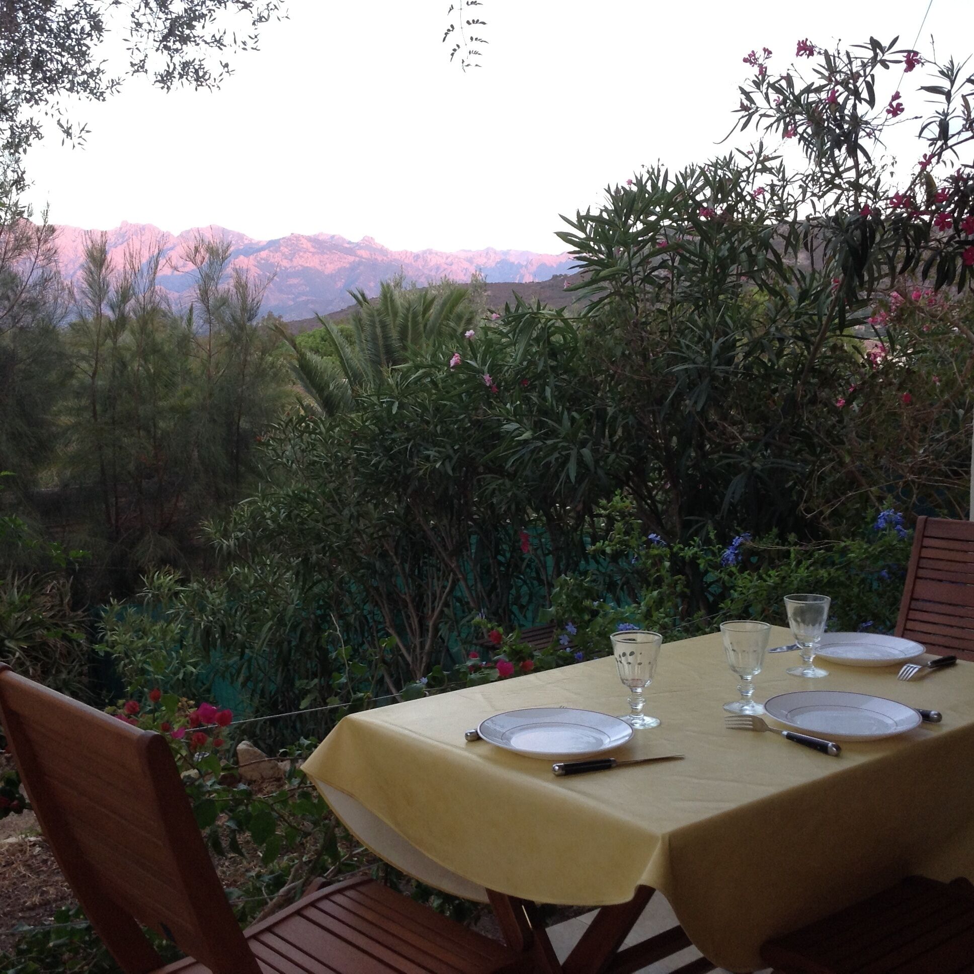 Dîner le soir sur la terrasse 