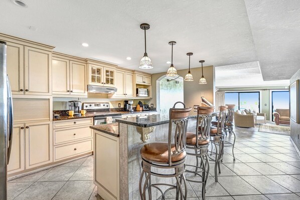 Fridge, microwave, oven, stovetop - Sandcastles 3 Bedroom 2 Bath direct Oceanfront Luxury Retreat 211 ...Book now !  (Cocoa Beach)