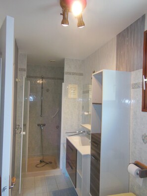 Bathtub, eco-friendly toiletries, hair dryer, toilet paper