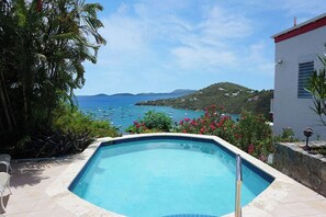 Pool - Experience the enchanting allure of La Collina – a stunning home that boasts breathtaking sunset views & ocean views, a refreshing pool, and air conditioning. Elevate your lifestyle in this picturesque retreat! (St John)