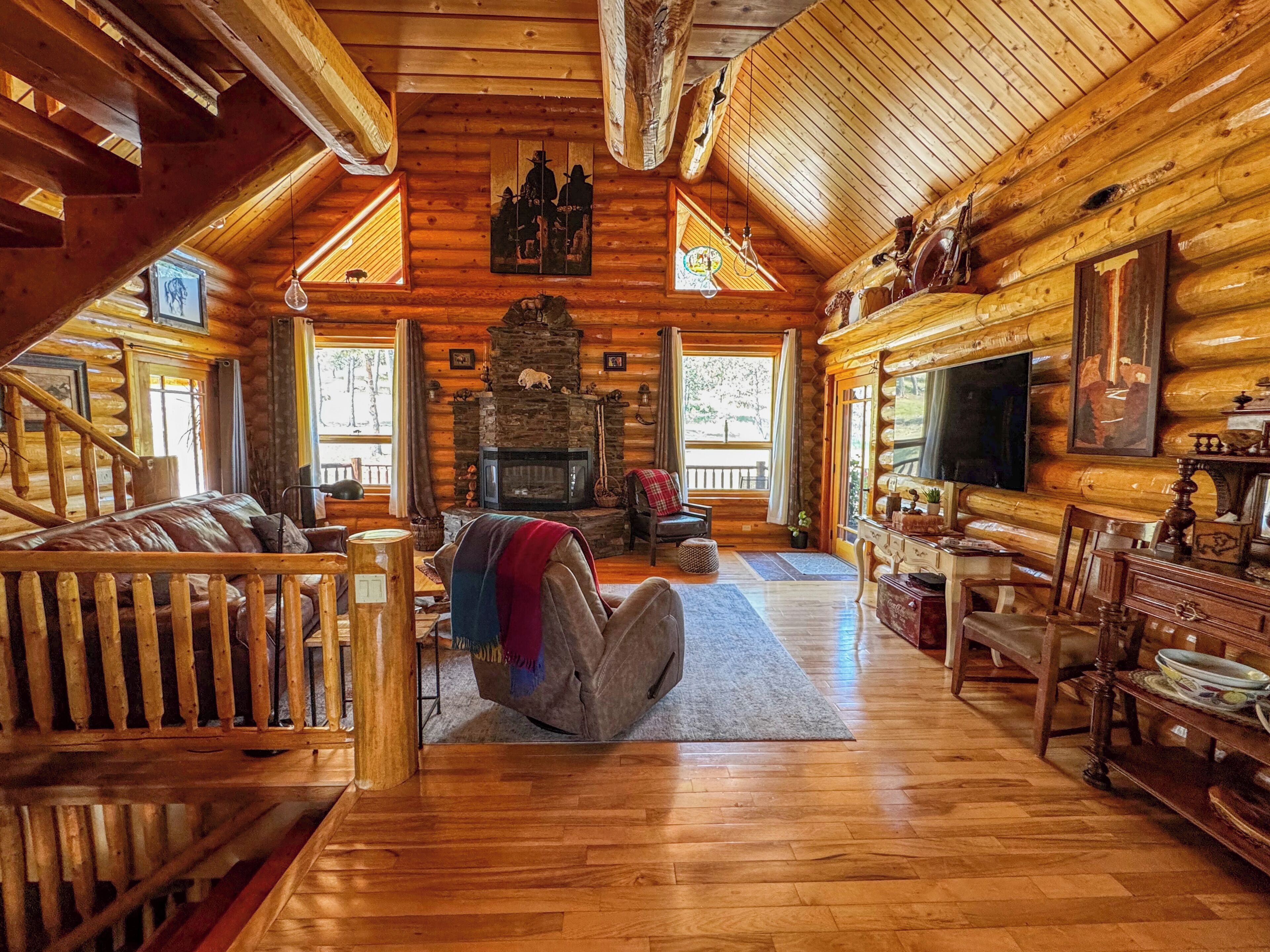 Smart TV, fireplace, video games, DVD player