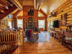 Smart TV, fireplace, video games, DVD player