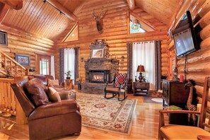 Smart TV, fireplace, video games, DVD player
