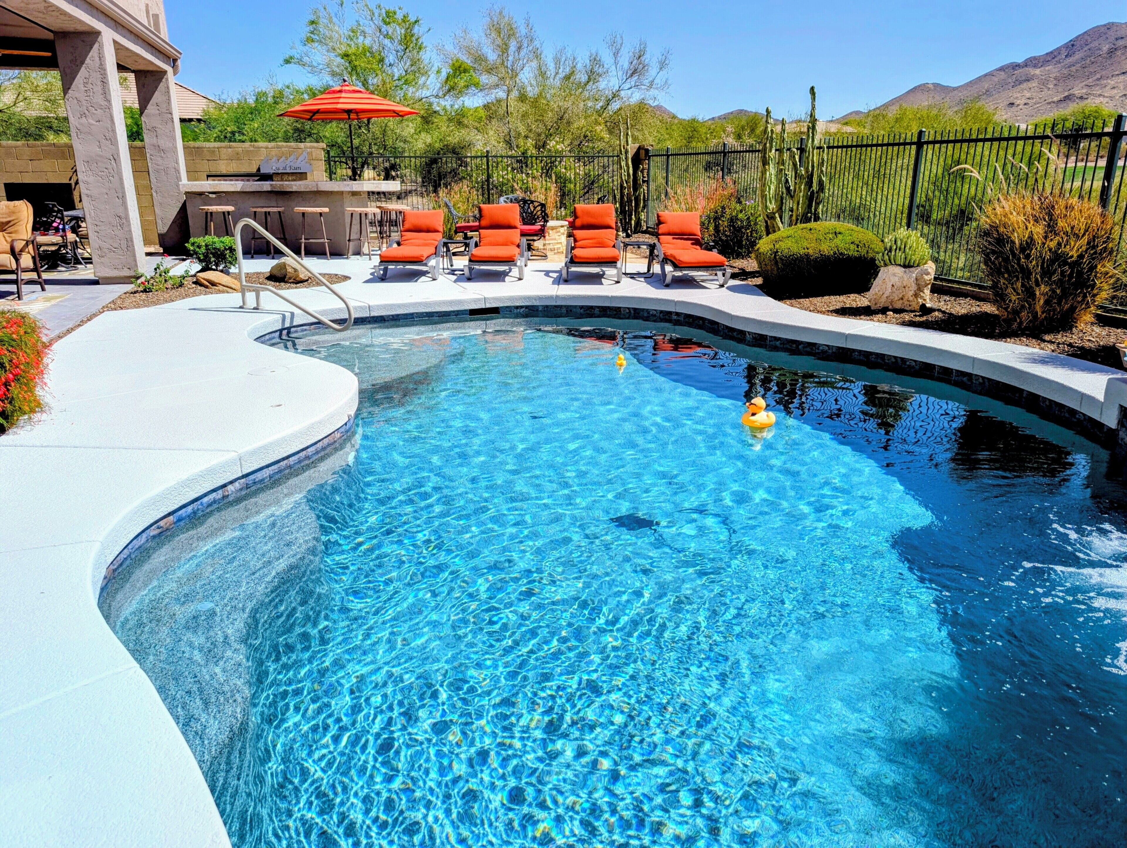 Pool depth - 3' at steps, 5' middle, 4' at far end