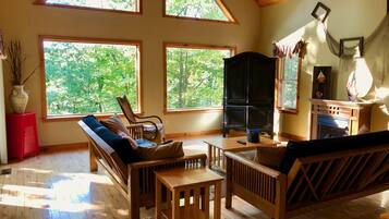 Älytelevisio, takka, videopelejä, DVD-soitin