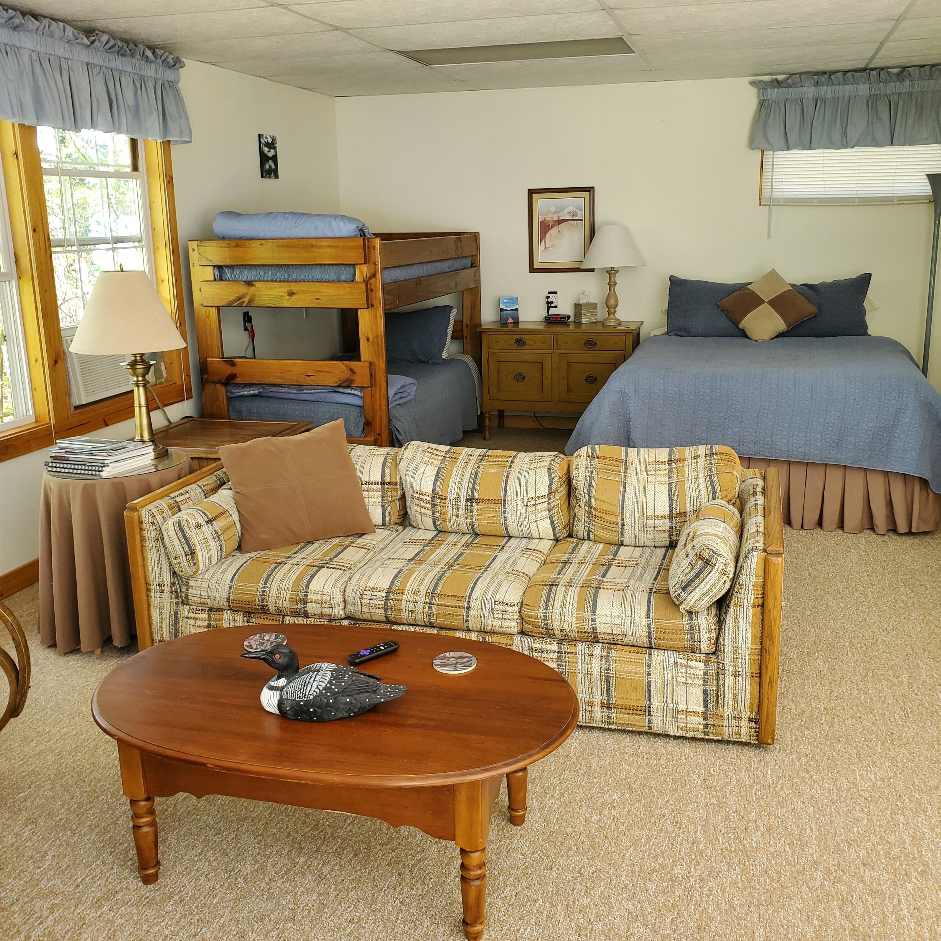 Cozy modern cottage. Lovely grounds. Private dock. Lake Shishebogama!