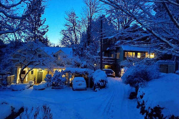 Our home on a snowy day in winter