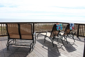 A comfortable seat in the sun on the huge deck