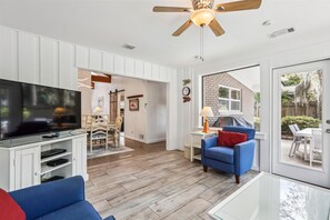 Televisión, chimenea y reproductor de DVD 