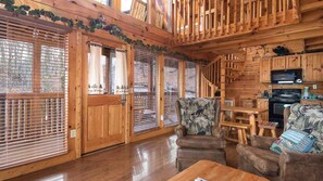 TV, fireplace, video games, DVD player