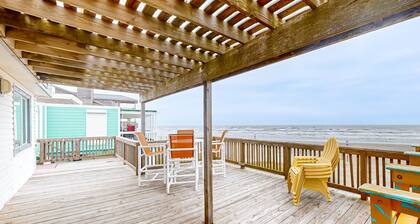 Gulf-front home with deck, loft & direct beach access