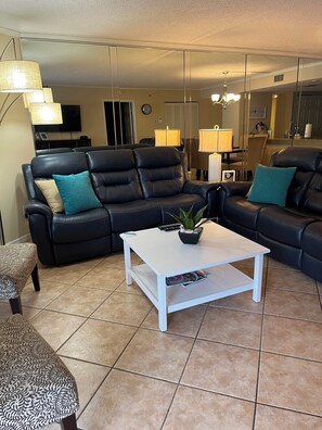 Smart TV, DVD player, books, video library
