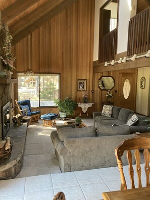 TV, fireplace, DVD player, books