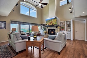 Smart TV, fireplace, DVD player, table football