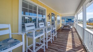 Front porch is great place to hang out in the morning for coffee & breakfast.