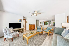 Smart TV, books, video library, stereo