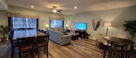Flat-screen TV, foosball