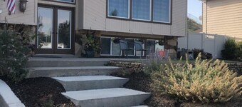 The private upper level of the home. Pool, hot tub.  Great access to ski areas.