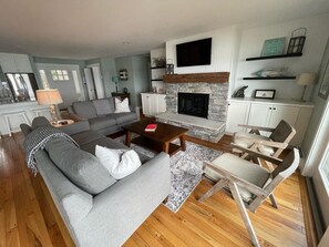 Smart TV, DVD player, books, video library