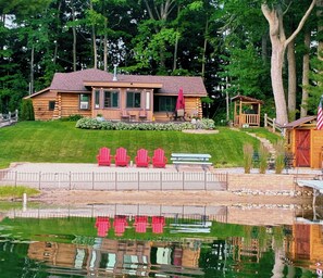 Exterior - Authentic Log Cabin on Beautiful Silver Lake. Pet Friendly! (Traverse City)