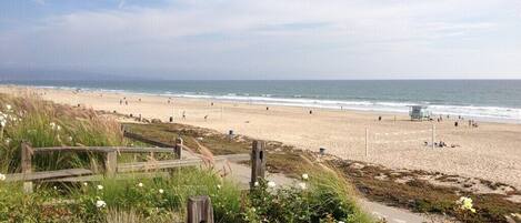 On the beach, beach towels